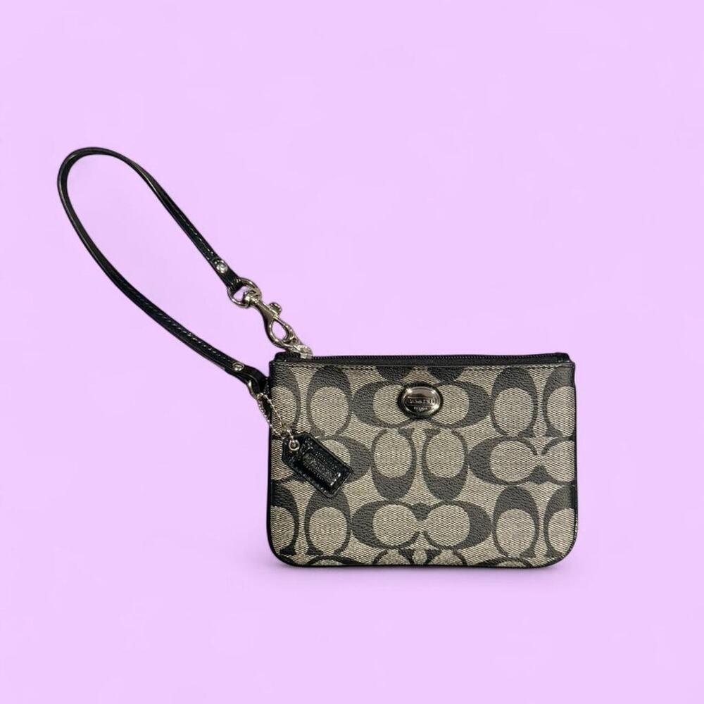 Coach monogram black wristlet with